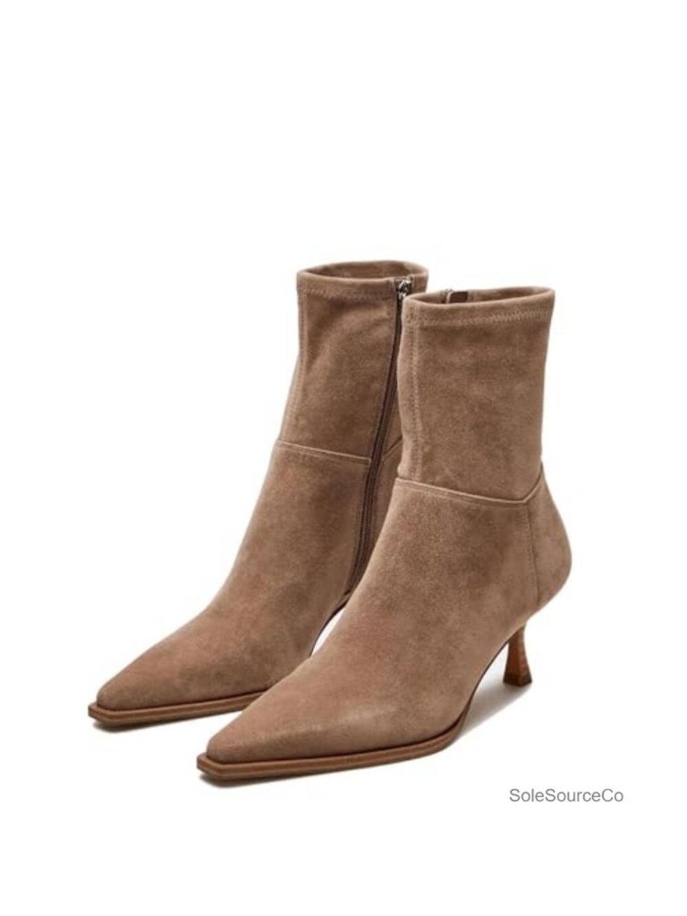Kitten Heel Ankle Boots Pointed Toe Side Zip Short Booties